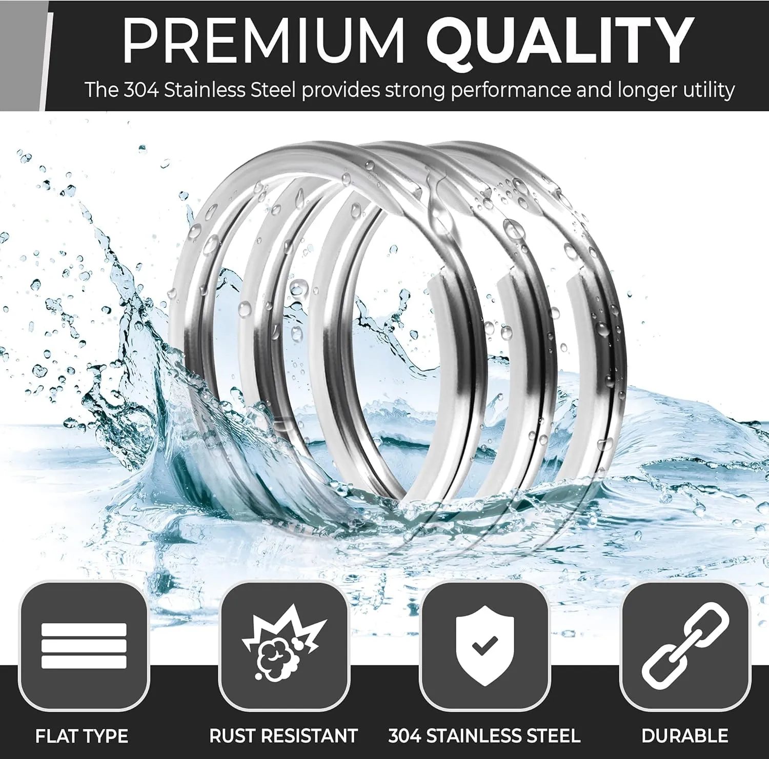 Crest 10 pcs Surgical Grade Stainless Steel Split Ring for Keychains 1 inch 25mm SS316L Key Rings for Car Keys