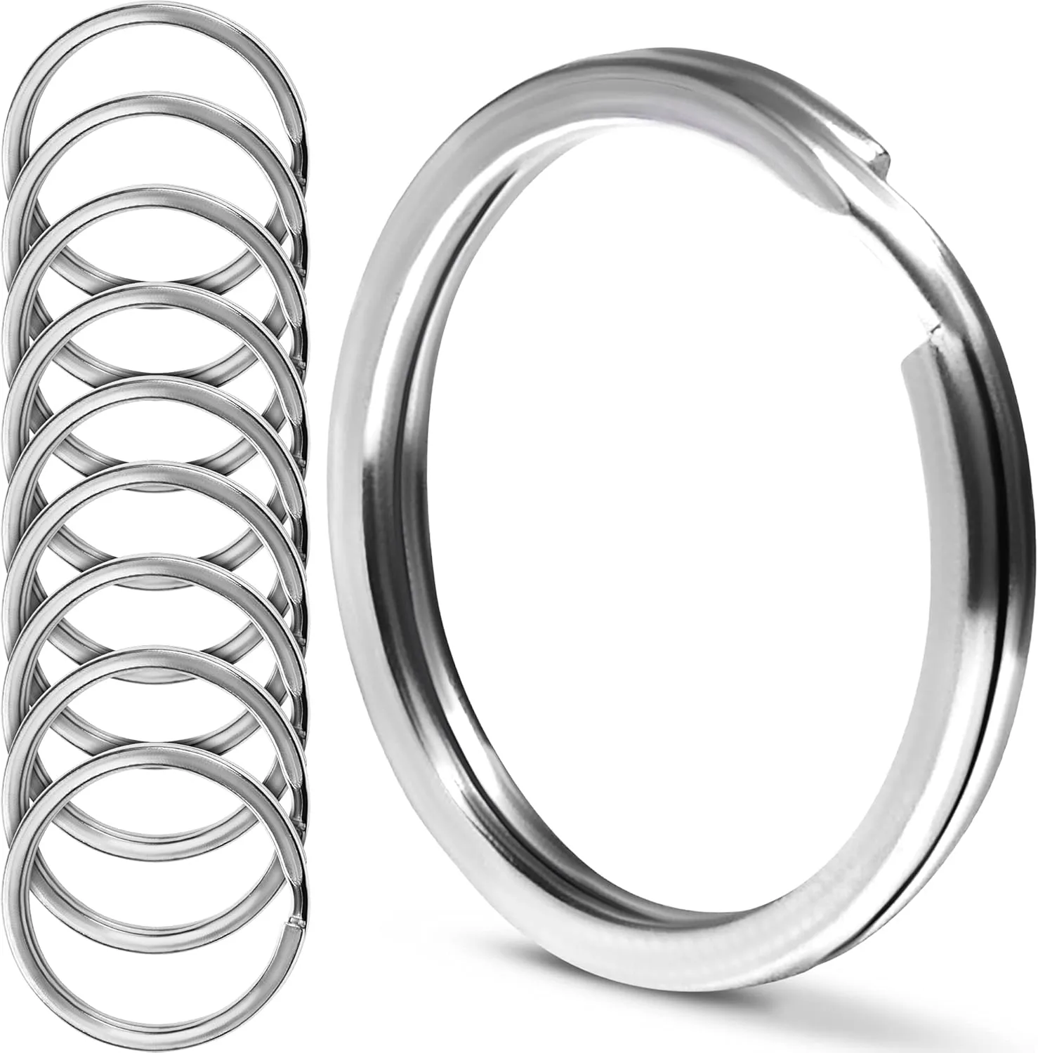 Crest 10 pcs Surgical Grade Stainless Steel Split Ring for Keychains 1 inch 25mm SS316L Key Rings for Car Keys