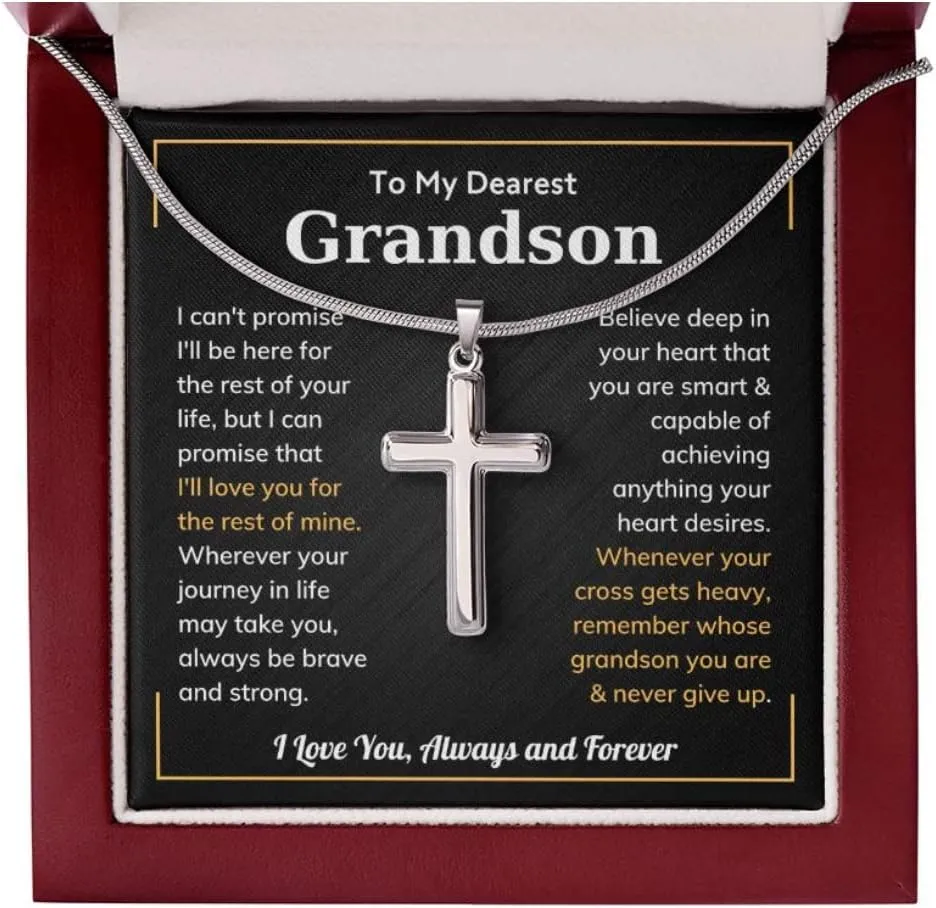 Cross Grandson Necklace From Meme, Grandson Gifts From Grandma, Grandson Gifts From Grandparents, Nana And Grandson Gifts, Graduation Gifts For Grandson, Chain Gift for Men