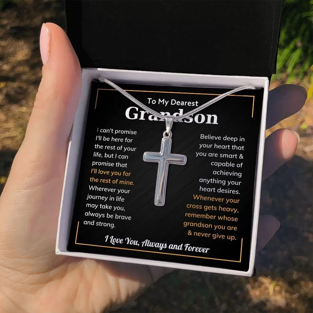 Cross Grandson Necklace From Meme, Grandson Gifts From Grandma, Grandson Gifts From Grandparents, Nana And Grandson Gifts, Graduation Gifts For Grandson, Chain Gift for Men