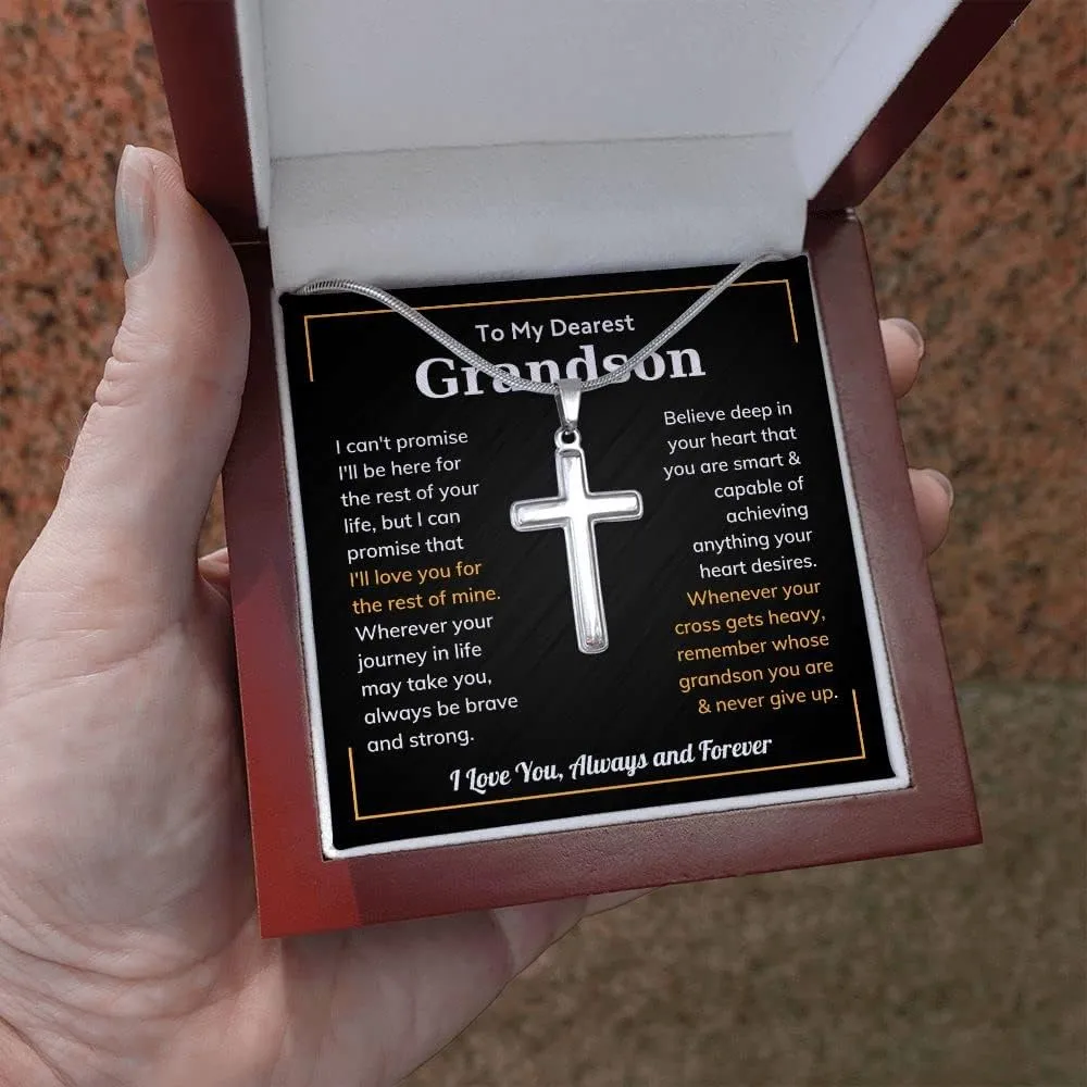 Cross Grandson Necklace From Meme, Grandson Gifts From Grandma, Grandson Gifts From Grandparents, Nana And Grandson Gifts, Graduation Gifts For Grandson, Chain Gift for Men