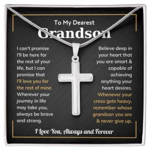 Cross Grandson Necklace From Meme, Grandson Gifts From Grandma, Grandson Gifts From Grandparents, Nana And Grandson Gifts, Graduation Gifts For Grandson, Chain Gift for Men