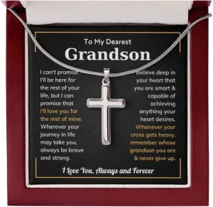 Cross Grandson Necklace From Meme, Grandson Gifts From Grandma, Grandson Gifts From Grandparents, Nana And Grandson Gifts, Graduation Gifts For Grandson, Chain Gift for Men