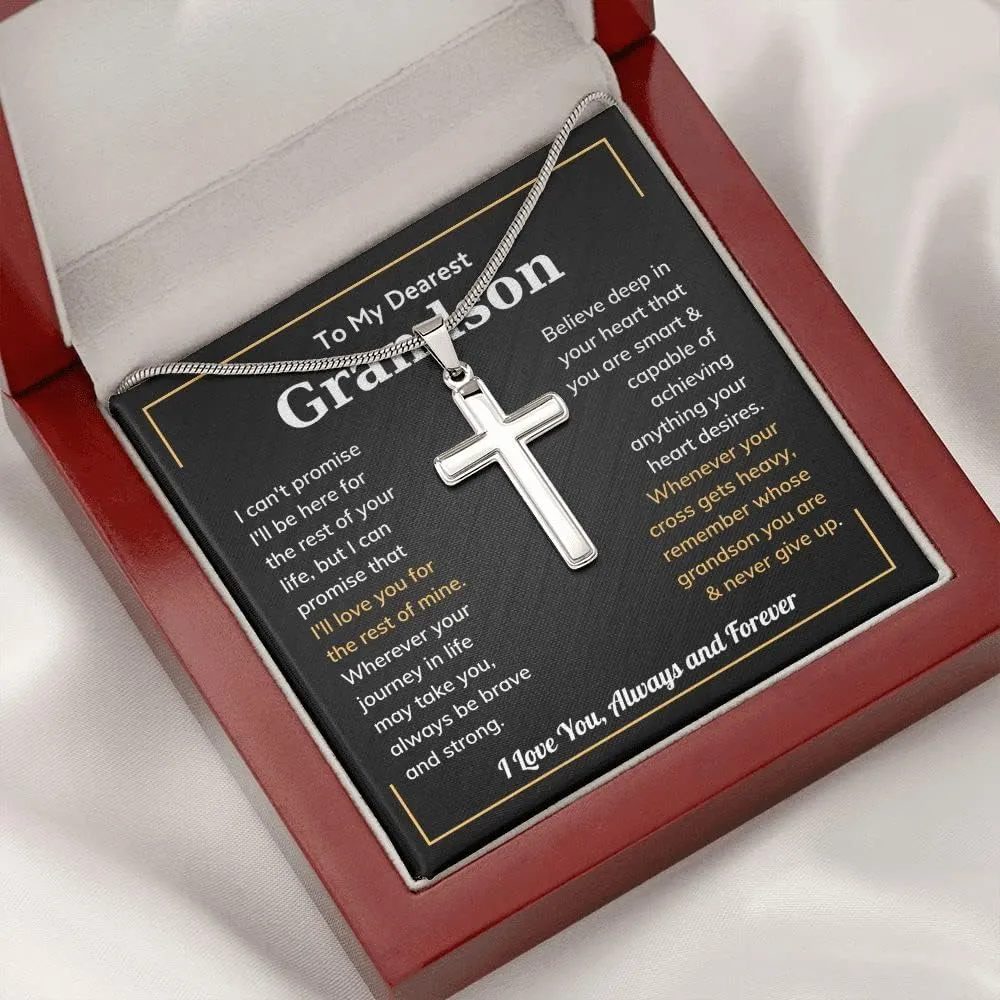 Cross Grandson Necklace From Meme, Grandson Gifts From Grandma, Grandson Gifts From Grandparents, Nana And Grandson Gifts, Graduation Gifts For Grandson, Chain Gift for Men