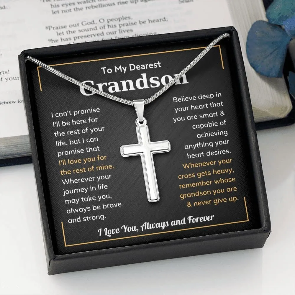 Cross Grandson Necklace From Meme, Grandson Gifts From Grandma, Grandson Gifts From Grandparents, Nana And Grandson Gifts, Graduation Gifts For Grandson, Chain Gift for Men