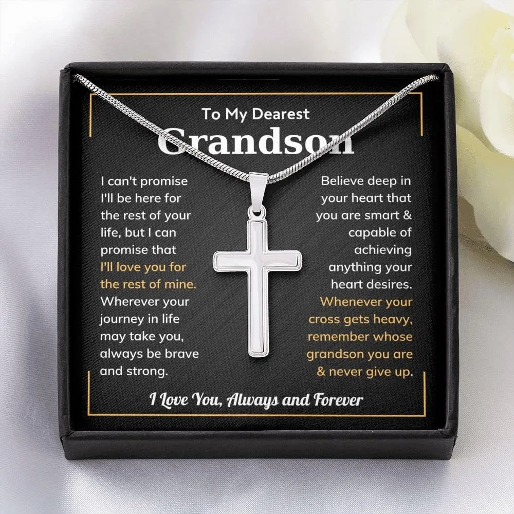 Cross Grandson Necklace From Meme, Grandson Gifts From Grandma, Grandson Gifts From Grandparents, Nana And Grandson Gifts, Graduation Gifts For Grandson, Chain Gift for Men