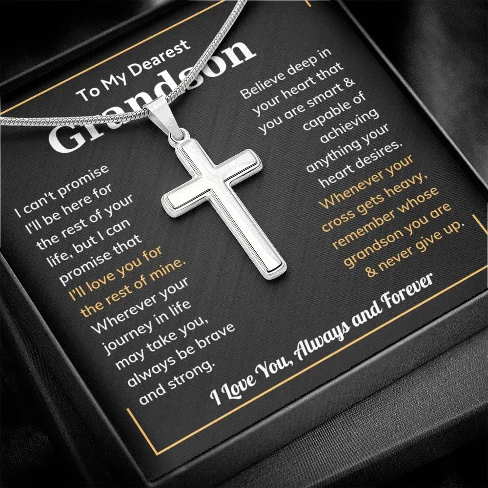 Cross Grandson Necklace From Meme, Grandson Gifts From Grandma, Grandson Gifts From Grandparents, Nana And Grandson Gifts, Graduation Gifts For Grandson, Chain Gift for Men