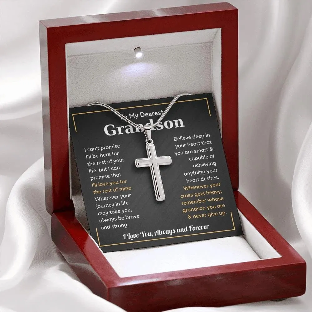 Cross Grandson Necklace From Meme, Grandson Gifts From Grandma, Grandson Gifts From Grandparents, Nana And Grandson Gifts, Graduation Gifts For Grandson, Chain Gift for Men