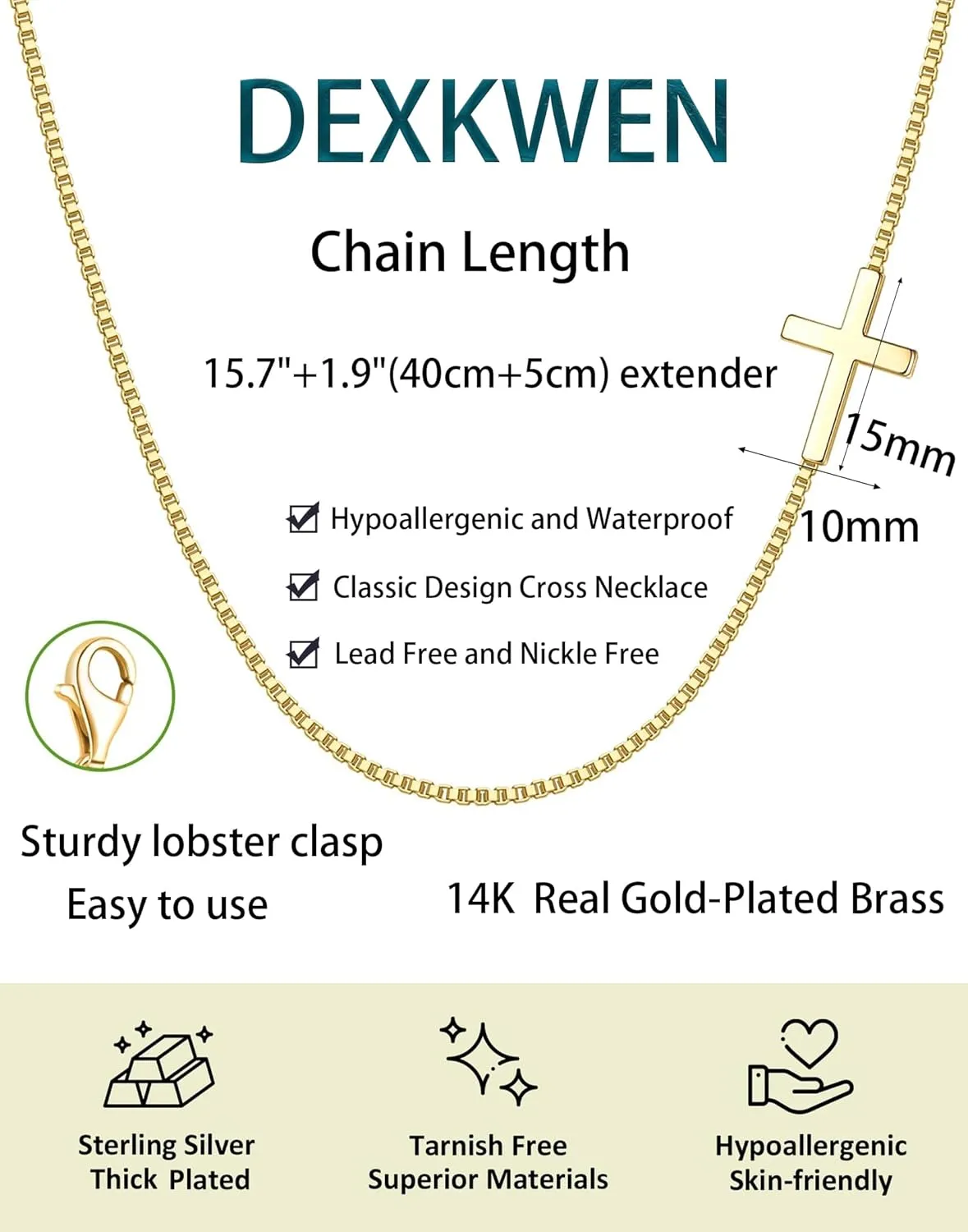 Cross Necklace for Women 14K Gold Silver Plated Dainty Small Cross Pendant Necklace Charm Choker Trendy Cute Cross Charm Chain Necklaces Faith Religion Jewelry Minimalist Gifts