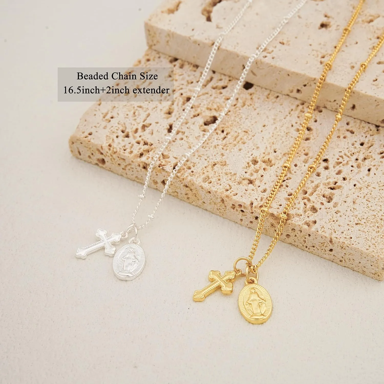 Cross Necklace for Women Trendy 14K Dainty Gold Silver Plated Cross Pendant Necklaces Simple Cute Faith Charm Choker Religious Drop Dangle Chain Necklace Non Tarnish Costume Jewelry Gift