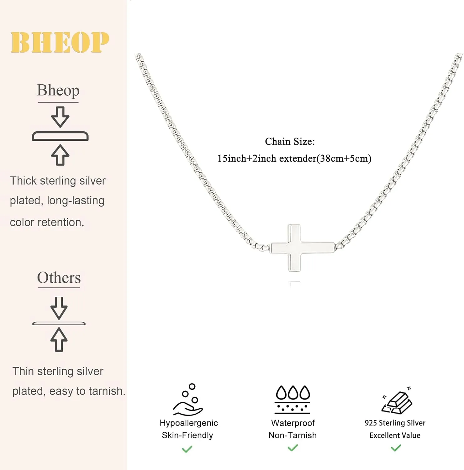 Cross Necklace for Women Trendy 14K Dainty Gold Silver Plated Cross Pendant Necklaces Simple Cute Faith Charm Choker Religious Drop Dangle Chain Necklace Non Tarnish Costume Jewelry Gift