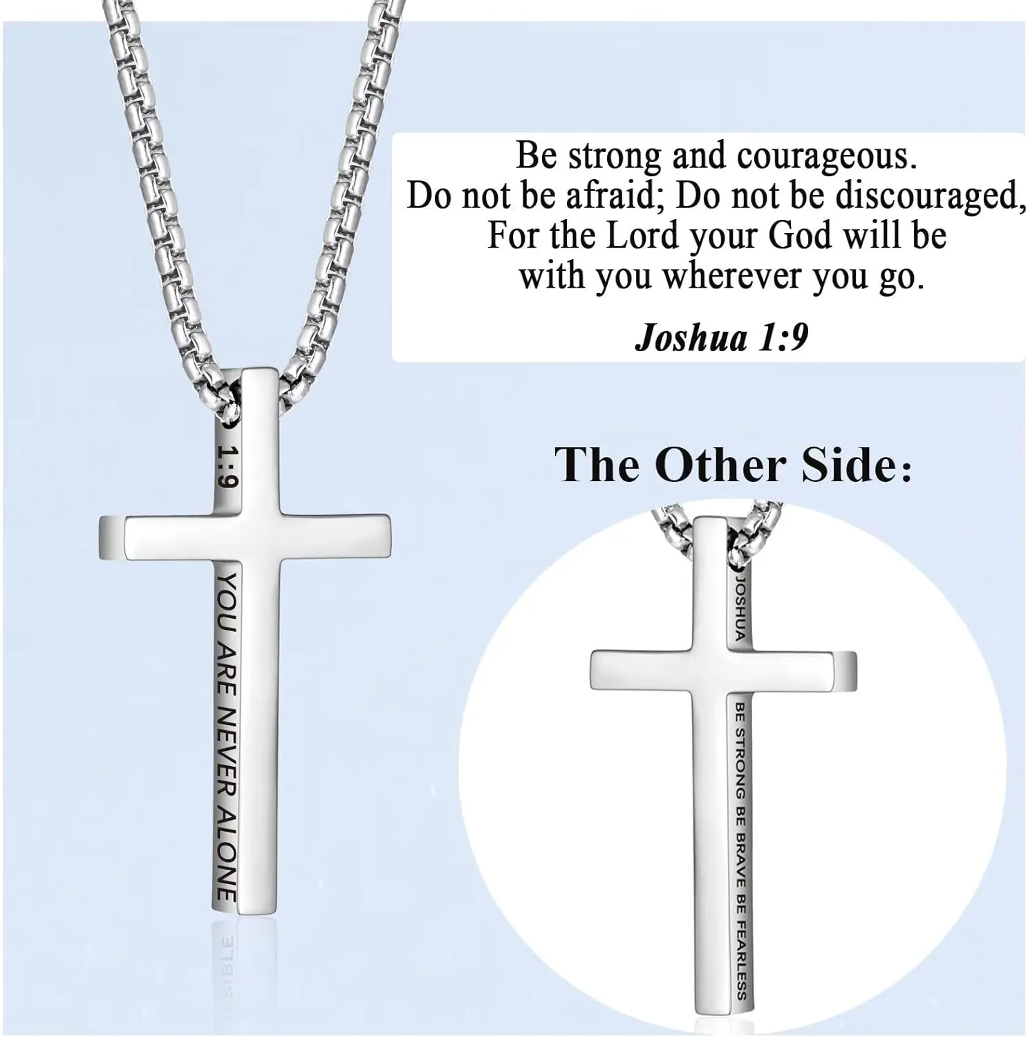 Cross Necklace Gifts for Teen Boys Christian Religious Gift for Boys on Birthday Christmas Fathers Day Baptism