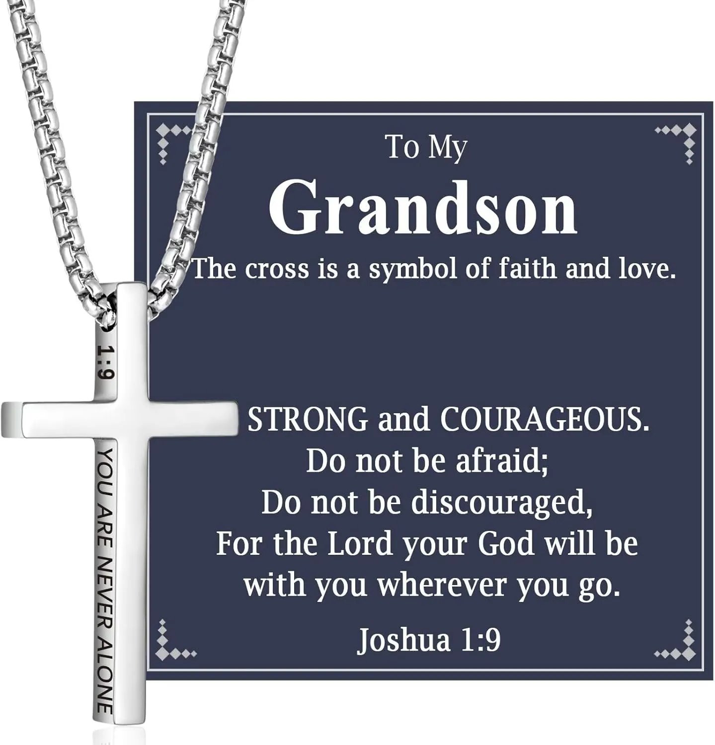 Cross Necklace Gifts for Teen Boys Christian Religious Gift for Boys on Birthday Christmas Fathers Day Baptism