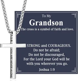 Cross Necklace Gifts for Teen Boys Christian Religious Gift for Boys on Birthday Christmas Fathers Day Baptism