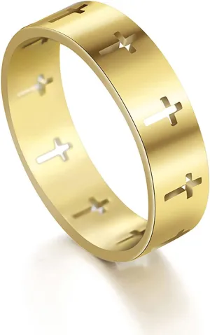 Cross Ring for Men Women Christian Cross Rings Stainless Steel Lord's Prayer Anxiety Ring Religious Wedding Statement Stackable Band Rings