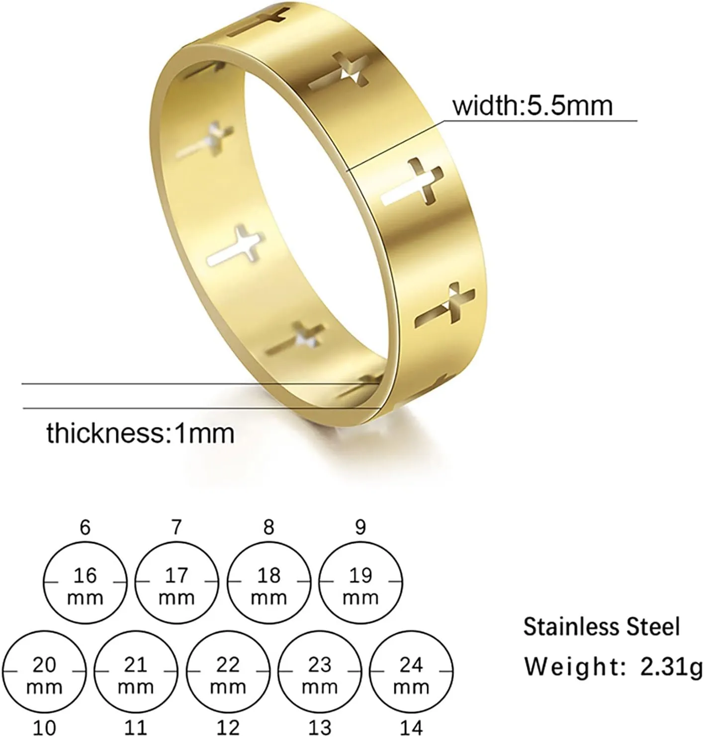 Cross Ring for Men Women Christian Cross Rings Stainless Steel Lord's Prayer Anxiety Ring Religious Wedding Statement Stackable Band Rings