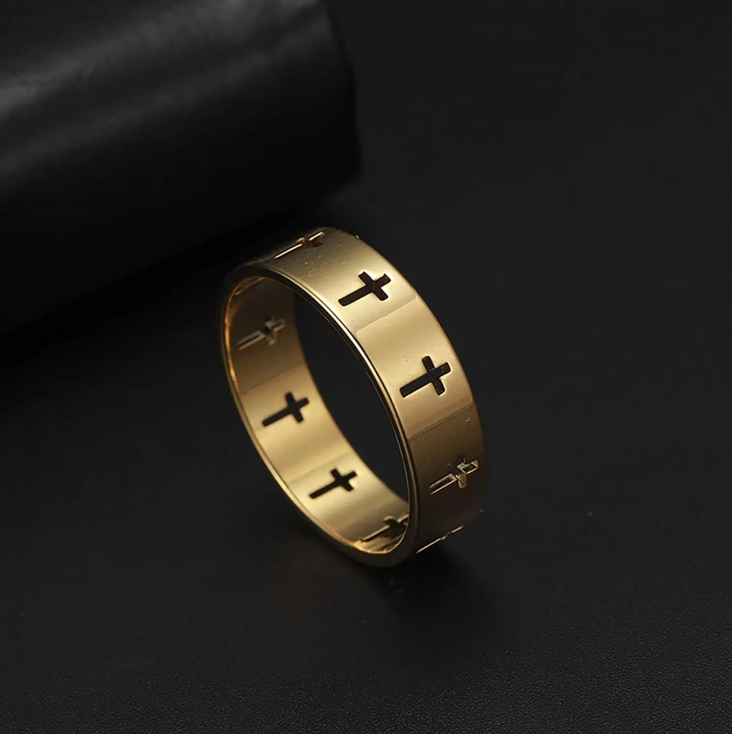 Cross Ring for Men Women Christian Cross Rings Stainless Steel Lord's Prayer Anxiety Ring Religious Wedding Statement Stackable Band Rings