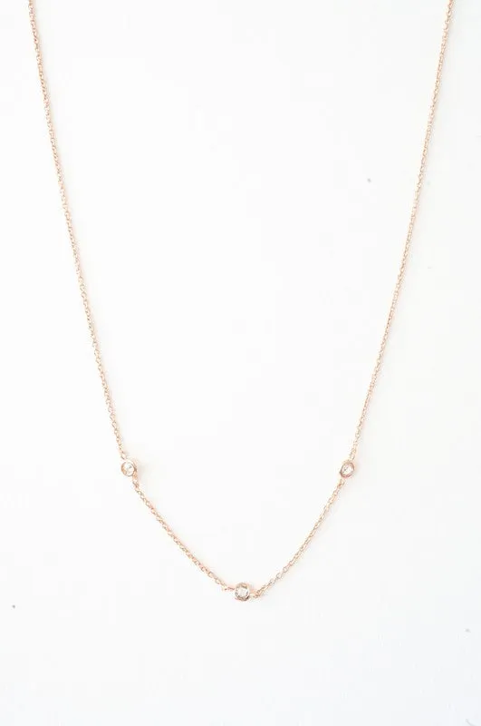 Crystal Bezel Trio Necklace