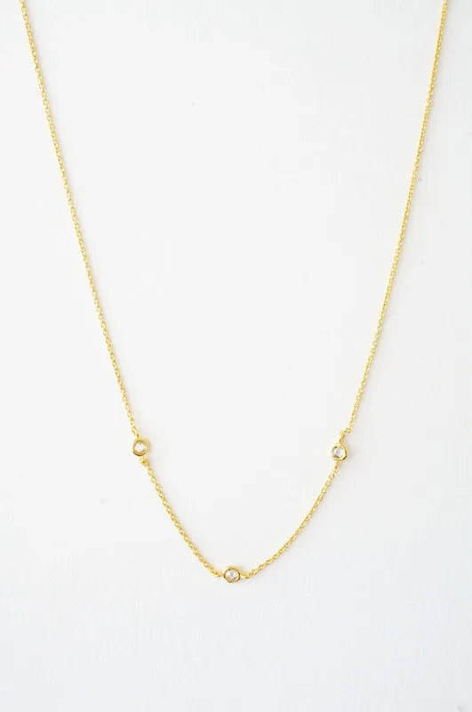 Crystal Bezel Trio Necklace