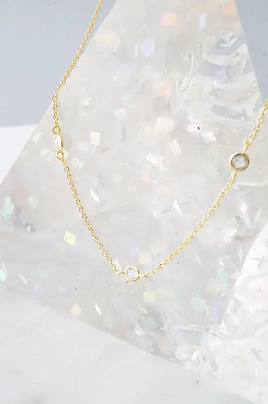 Crystal Bezel Trio Necklace