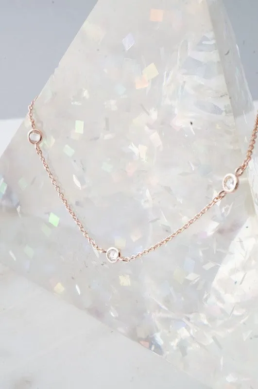 Crystal Bezel Trio Necklace