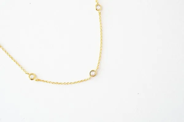 Crystal Bezel Trio Necklace