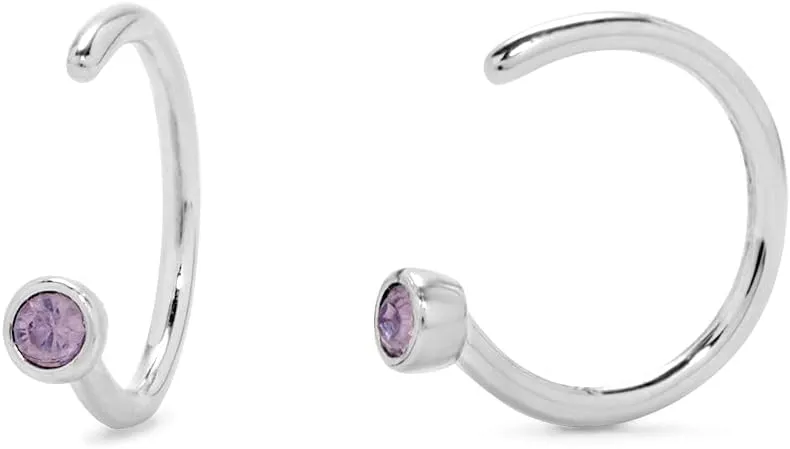 Custom Bezel Set Silver Cuff Earrings - Gifts for Mom