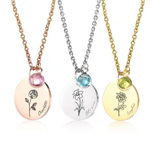 Custom Name Necklace with Birthstones Birthday Gift for Women Personalized Birth flower Necklaces Best Gifts for Mom and Grandma Christmas Gifts for Her Mother's Day Gifts for Mama