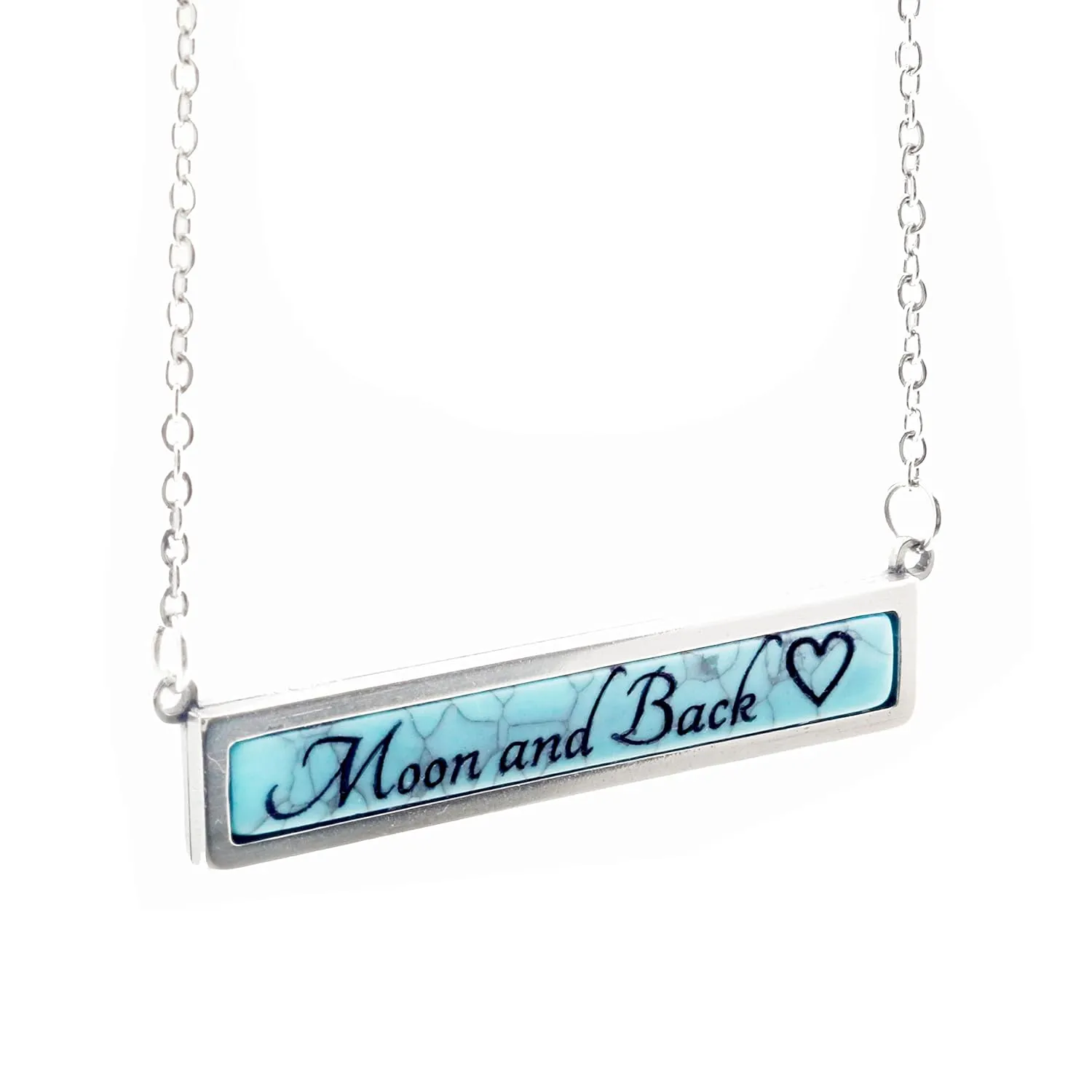 Custom Natural Turquoise Marble Stone Pendant Necklace Unique Name Necklace Silver