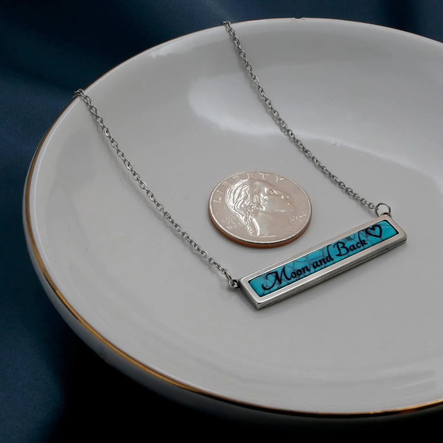 Custom Natural Turquoise Marble Stone Pendant Necklace Unique Name Necklace Silver
