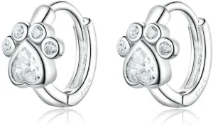 Cute CZ Cat Dog Paw Print Cartilage Small Cuff Huggie Hoop Earrings for Women Girls Sterling Silver Chic Dainty Animal Pet Lovers Sleeper Little Hoops Delicate Hypoallergenic Gifts Daughter 8mm