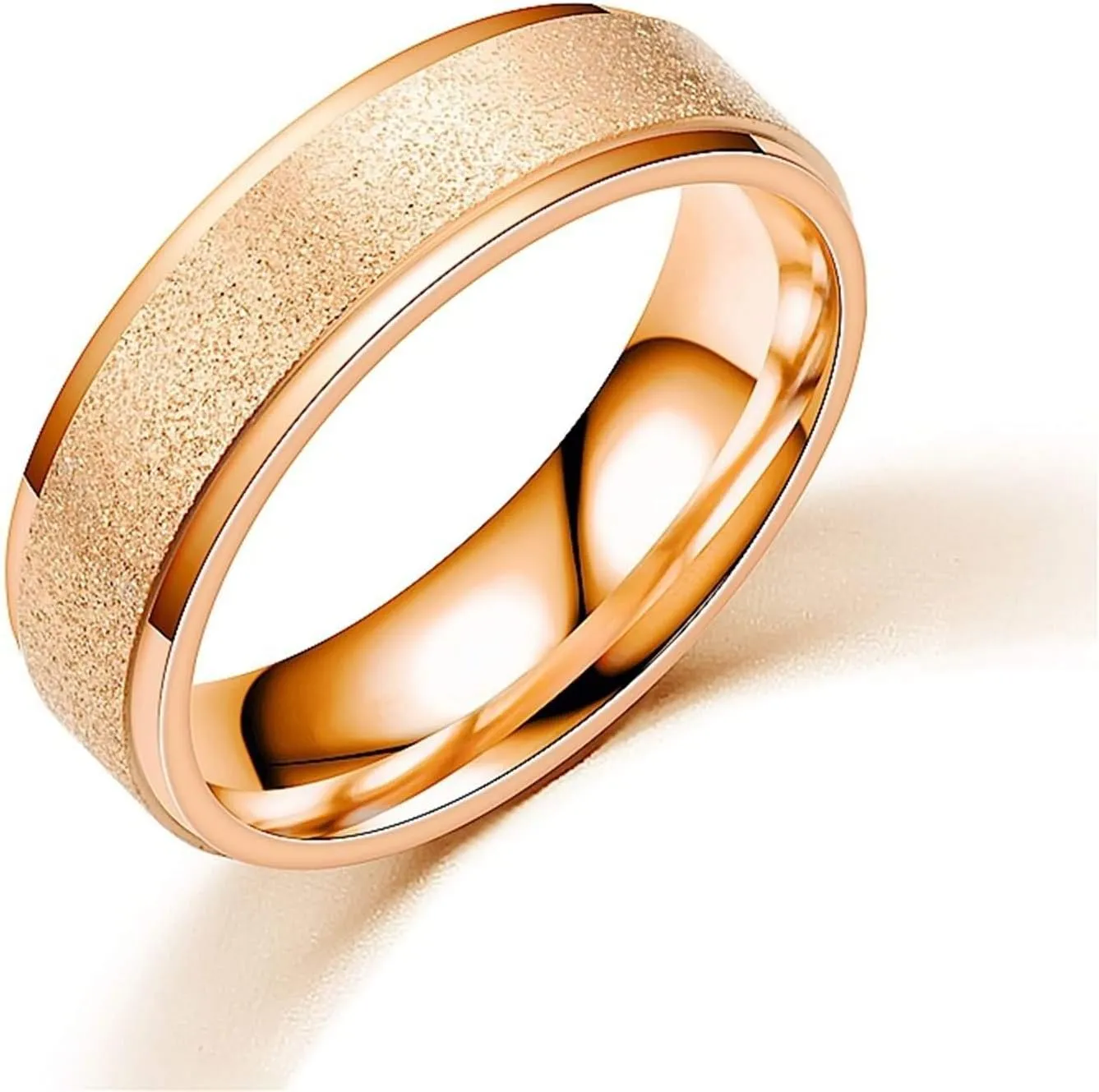Cute Matching Rings, Metal Couple Rings Stainless Steel Matte Band Stepped Edges Rose Gold & Black Rings Valentine's Jewelry Size 6-12