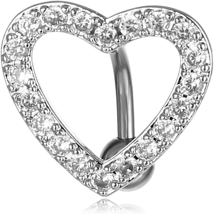 Cute Silver Heart Belly Button Rings for Women Dazzling Zircon Belly Button Rings Dangle Navel Piercing Jewelry