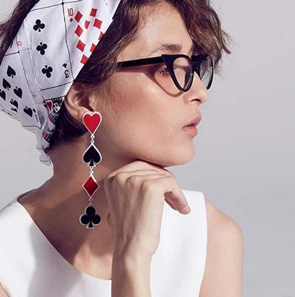 CutieJewelry Dangle Poker Party Unique Players Big Card Earrings