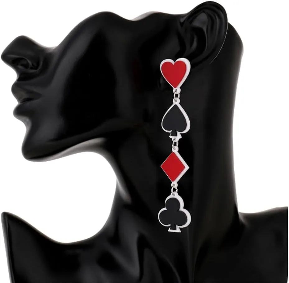 CutieJewelry Dangle Poker Party Unique Players Big Card Earrings