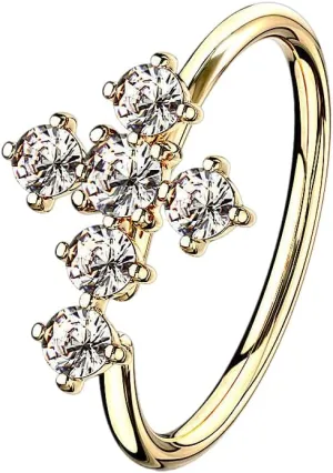 CZ Cross Bendable Ear Cartilage Earrings Daith Tragus Helix Hoop Nose Rings 20g (0.8 mm) Gold/Clear Body Unique Jewelry Delicate Design Piercing Steel Surgical For Women