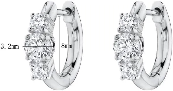 CZ Cuff Huggie Hoop Earrings for Women Silver Post Cubic Zirconia Minimalist Hinged Hoop Jewelry