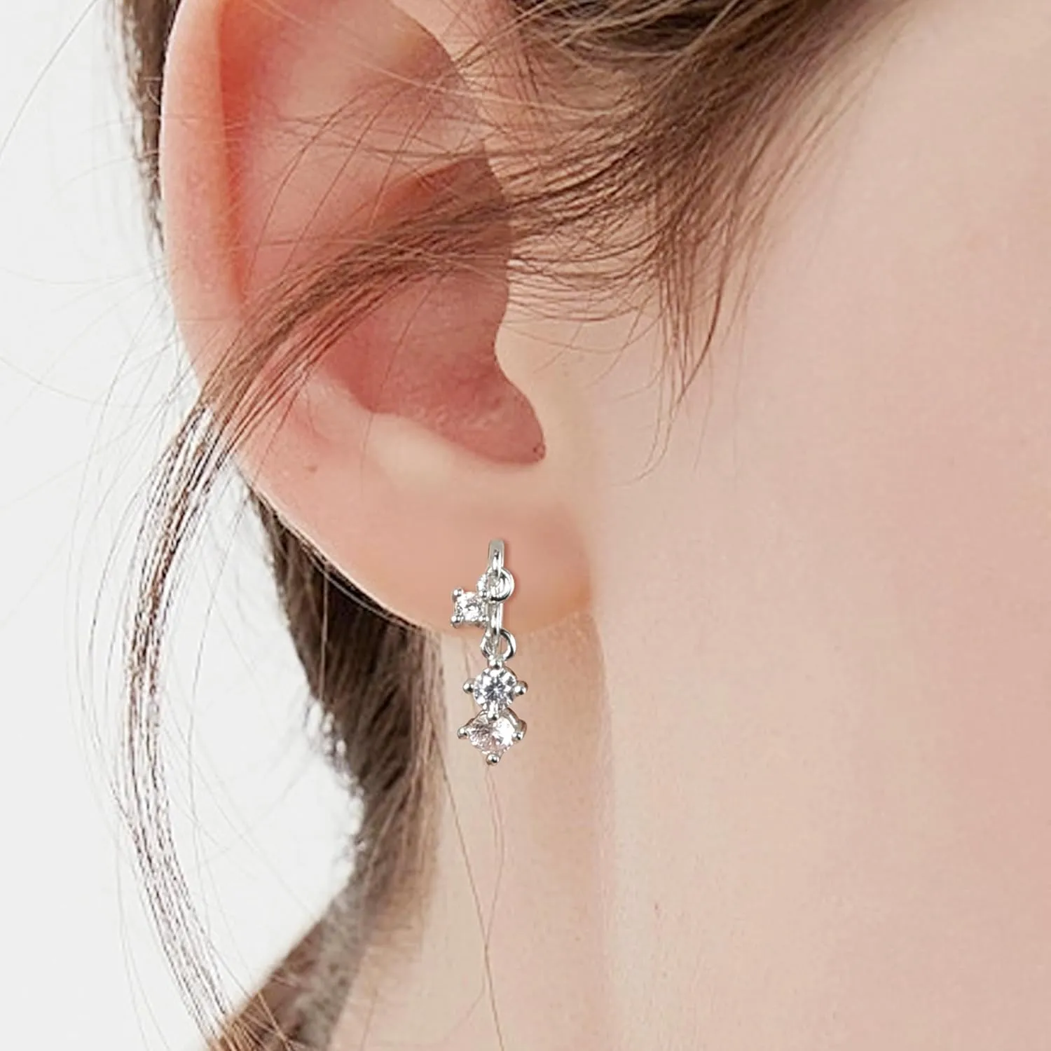 CZ Stud Dangle Earrings Silver Gold Plated Earrings with Pendant Star Moon Cross Triple Cz Teardrop Cloud Lightning Drop Elegant Jewelry