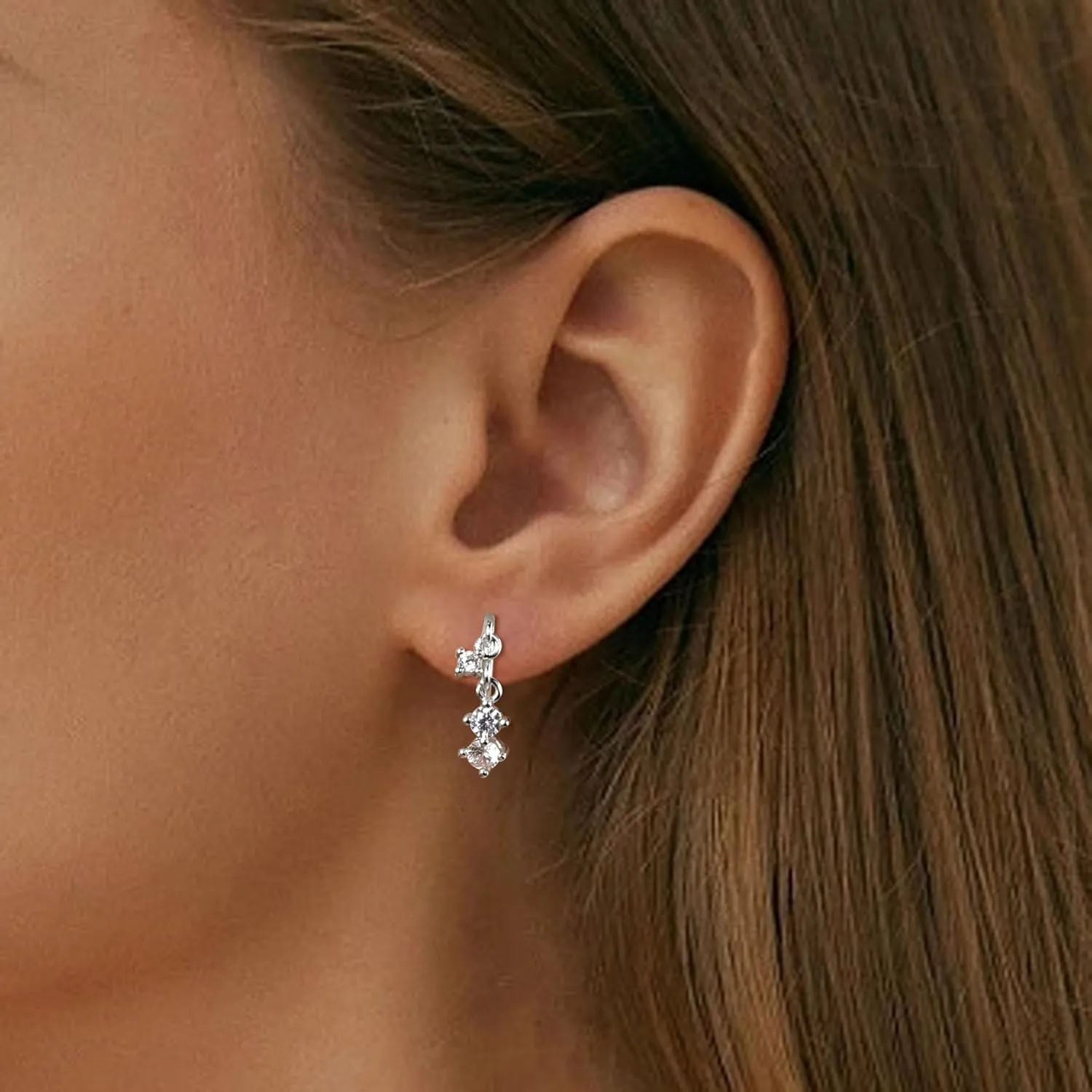 CZ Stud Dangle Earrings Silver Gold Plated Earrings with Pendant Star Moon Cross Triple Cz Teardrop Cloud Lightning Drop Elegant Jewelry