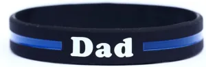 Dad Thin Blue Line Silicone Wristband Bracelets Police Officers Patrol Awareness Support