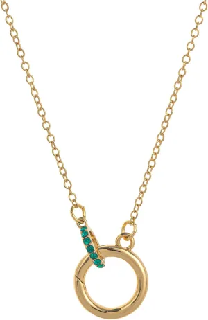 Dainty Gold Birthstone Interlocking Circle Pendant Necklaces for Women Trendy Non Tarnish 18K Gold Plated Simple Ring Charm Holder Necklace Jewelry Birthday Gifts