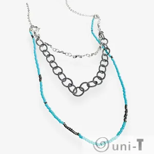 Dainty Layered Necklace in Blue and Silver*