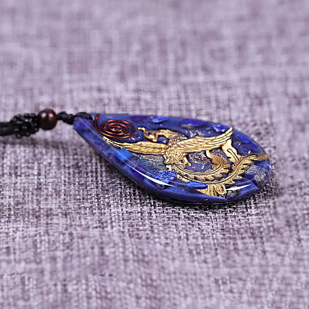 Day Day Up Phoenix Bird Pendant With Natural Agate Stone Necklace Orgone Pendant Rope Chain For Women Healing Crystal Jewelry Adjustable