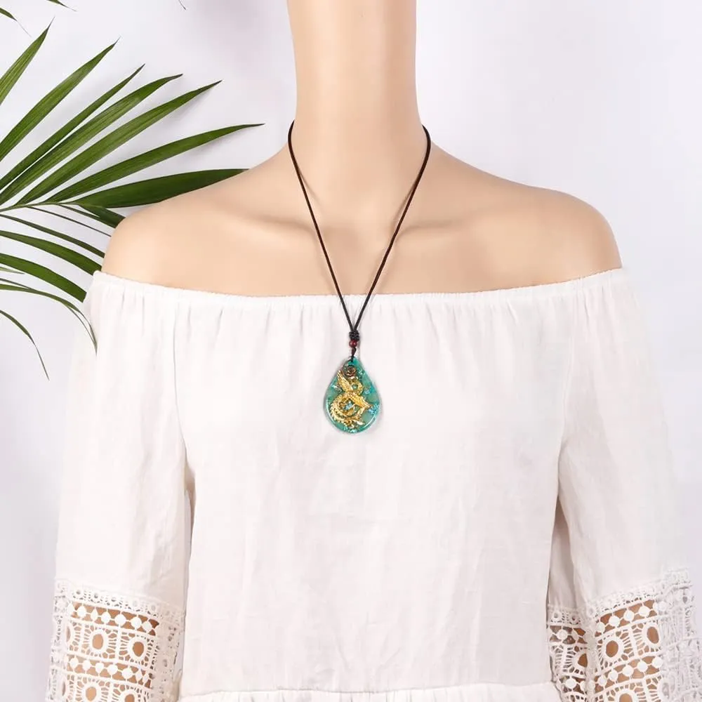 Day Day Up Phoenix Bird Pendant With Natural Agate Stone Necklace Orgone Pendant Rope Chain For Women Healing Crystal Jewelry Adjustable