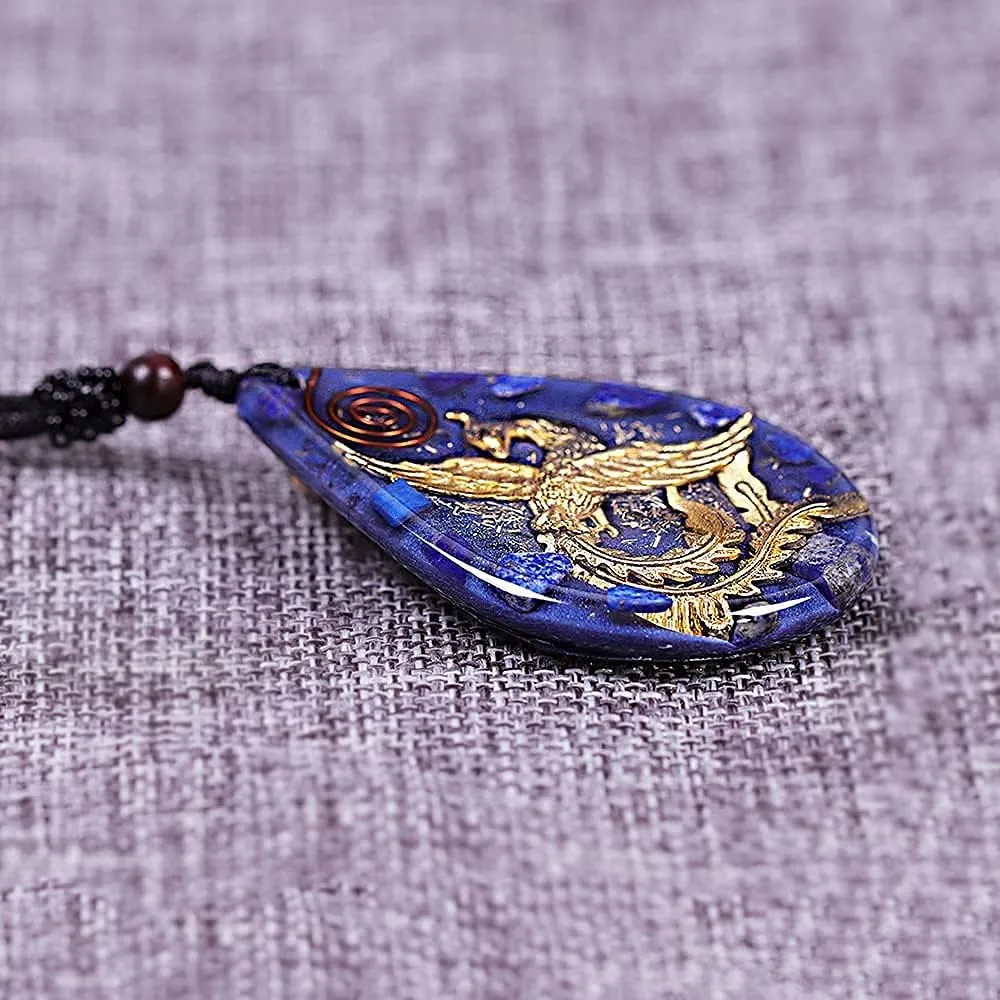 Day Day Up Phoenix Bird Pendant With Natural Agate Stone Necklace Orgone Pendant Rope Chain For Women Healing Crystal Jewelry Adjustable