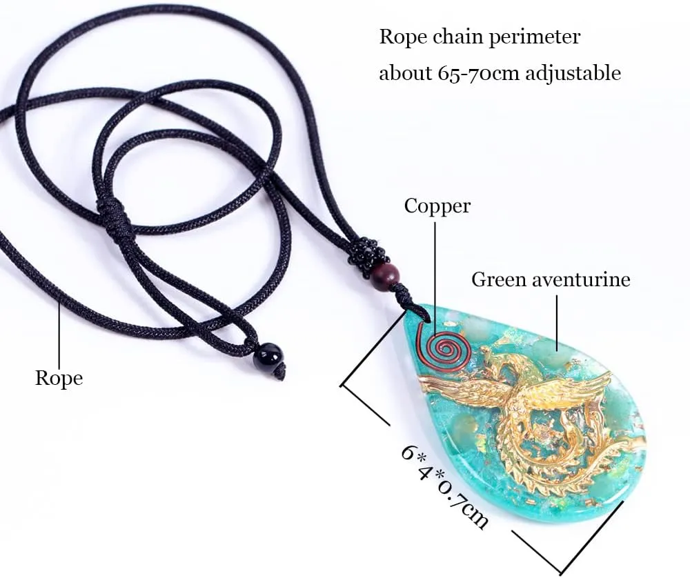 Day Day Up Phoenix Bird Pendant With Natural Agate Stone Necklace Orgone Pendant Rope Chain For Women Healing Crystal Jewelry Adjustable