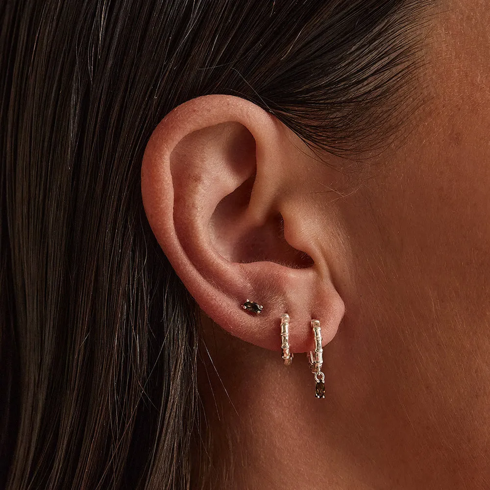 DECO SMOKEY QUARTZ HOOPS