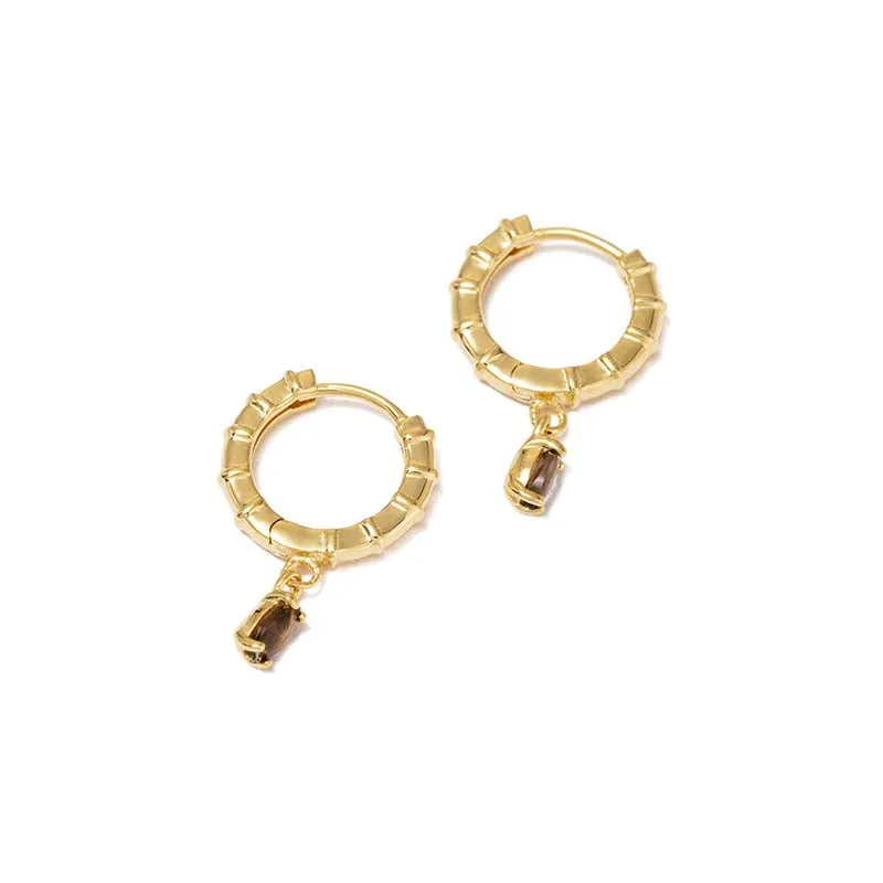 DECO SMOKEY QUARTZ HOOPS