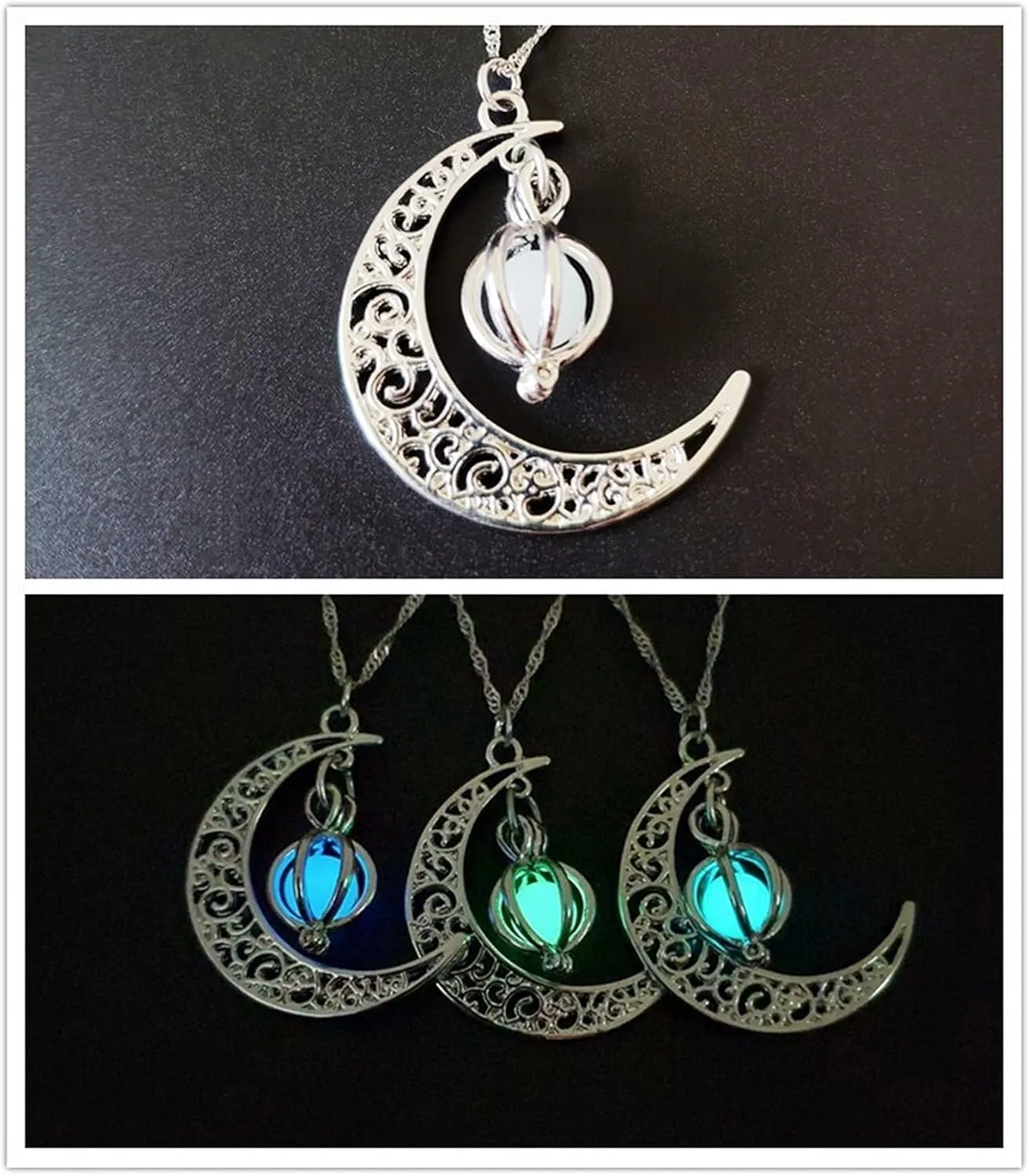 decoration glowing in the dark moon pendant necklace women pumpkin lantern charm luminous necklaces halloween costumes