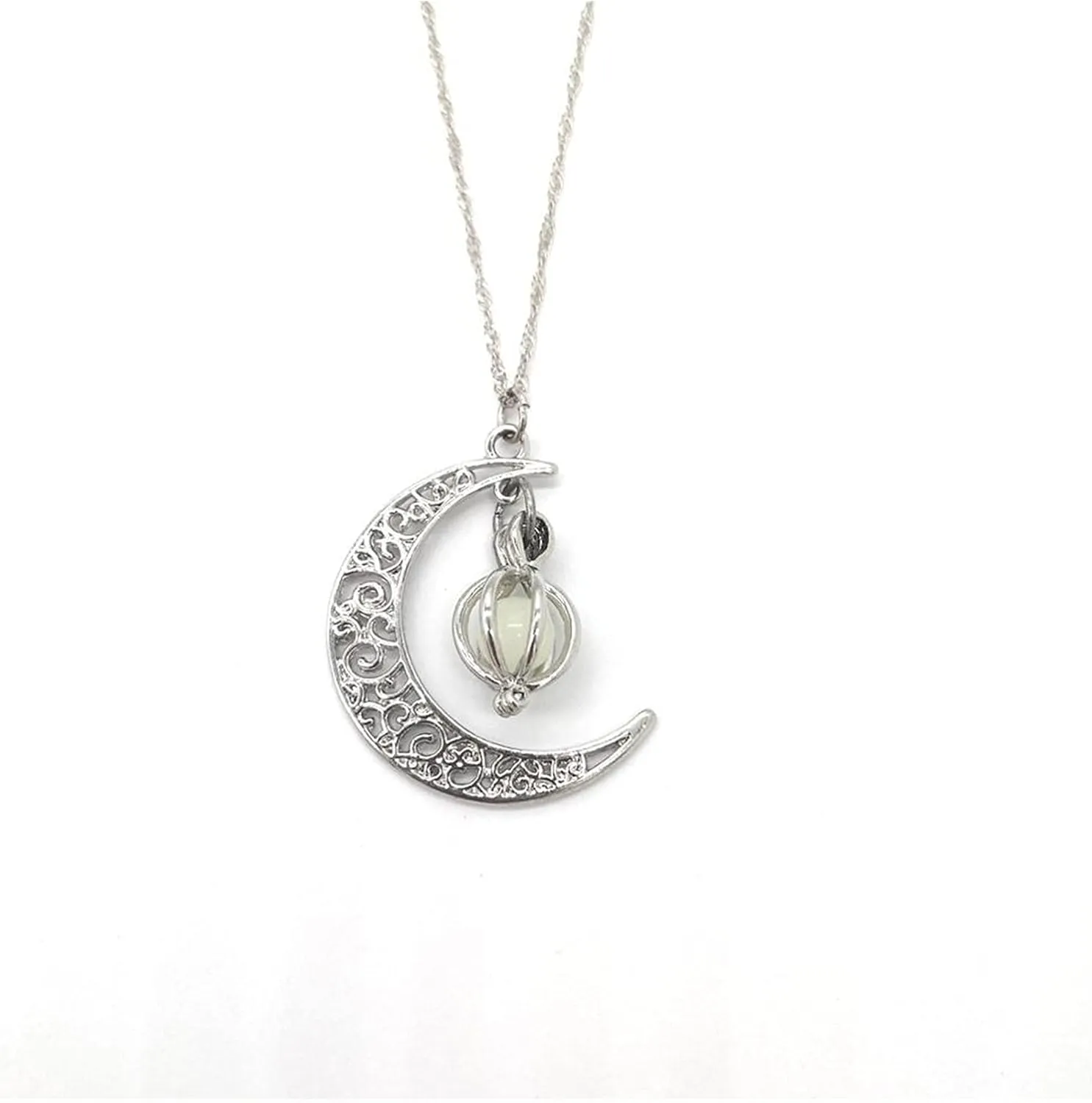 decoration glowing in the dark moon pendant necklace women pumpkin lantern charm luminous necklaces halloween costumes